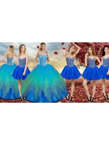 Wonderfu Rainbow Quinceanera Dress and New Arrivals Blue Dama Dress with Beading