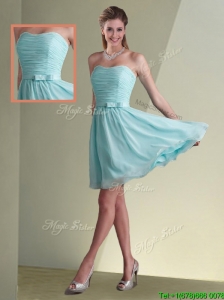 Cheap Strapless Chiffon Short Dama Dress with Belt and Ruching