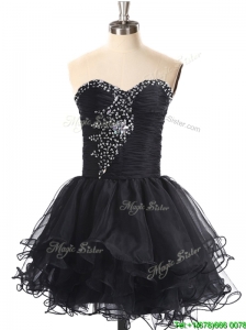 Modest Best Selling Beaded Black Prom Dress in Organza