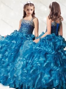 Luxurious Beaded and Ruffled Mini Quinceanera  Dress in Teal