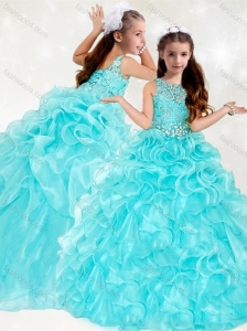 New Arrivals Beaded and Ruffled Mini Quinceanera  Dress with See Through Scoop
