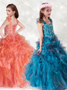 New Style Beaded and Ruffled Mini Quinceanera  Dress with Straps