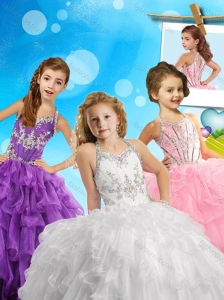 Fashionable Beaded and Ruffled Mini Quinceanera Pageant Dress with Halter Top