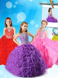 Discount Beaded and Ruffled  Mini Quinceanera Dress with Scoop