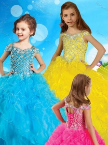 Exclusive Spaghetti Straps Little Girl Pageant Dress with Beading and Ruffles