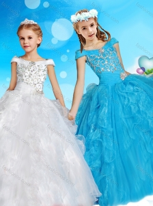 Exquisite Off the Shoulder Little Girl Pageant Dress with Cap Sleeves