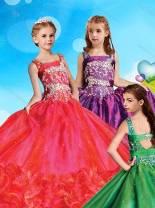 Perfect Straps Organza Little Girl Pageant Dress with Beading and Ruffled Layers