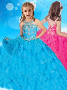 Most Popular Beaded and Ruffled Little Girl Pageant Dress with Scoop