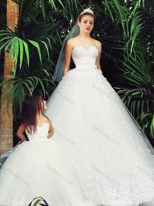 Delicate A Line Sweetheart Wedding Dresses with Appliques and New Style Applique Flower Girl Dress in White