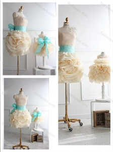 Top Selling Rolling Flowers Modest Prom Dress with Sashes and Discount Scoop Little Girl Dress with Rolling