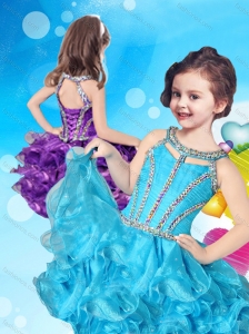 Lovely Beaded and Ruffled Layers Scoop New Style Little Girl Pageant Dress in Organza