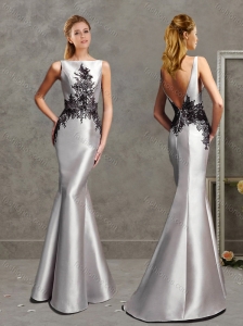 Romantic Applique Mermaid Silver Mother of the Bride Dress with Bateau