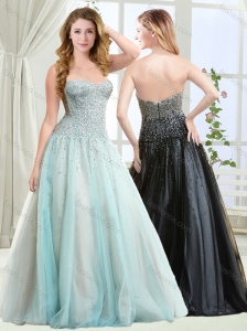 Gorgeous Beaded Brush Train Tulle Evening Dress with Zipper Up