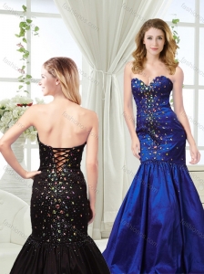 Wonderful Mermaid Royal Blue Evening Dress with Colorful Rhinestones