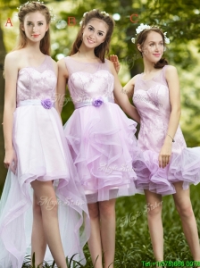 New Style Laced Lavender Tulle Bridesmaid Dress For Summer