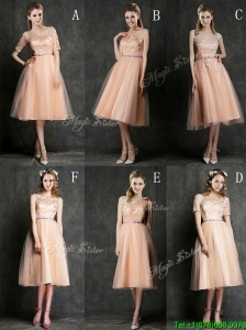 Best Selling Sashed Peach Prom Dress in Knee Length