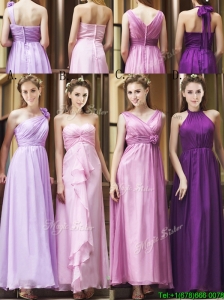 Classical Empire Ruched Chiffon Zipper Up Prom Dress in Ankle Length