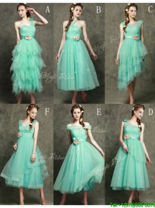 Elegant Hand Made Flowers Ankle Length Bridesmaid Dresses in Apple Green