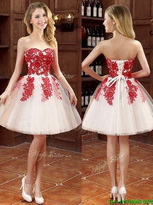 Hot Sale Mini Length Appliques Bridesmaid Dresses in White