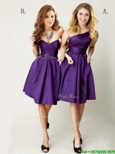Top Selling Mini Length Ruching Prom Dresses n Purple