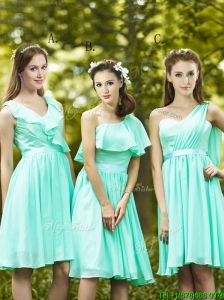 Lovely Belted and Ruched Short Prom Dresses in Apple Green