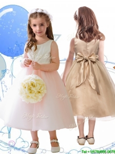 Beautiful Scoop Baby Pink Tulle Flower Girl Dress with Sashes