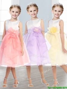 Beautiful Scoop Tulle Little Girl Pageant Dress with Hand Made Flowers and  Ruffles