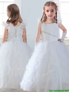 Discount Organza Straps Little Girl Pageant Dress with Sequins and Ruffles
