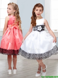 Popular Scoop White Little Girl Pageant Dress with Hand Made Flowers and  Lace