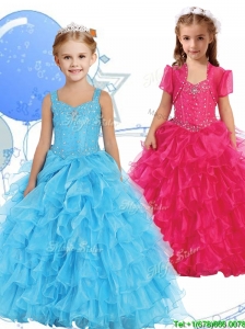 Romantic Straps Little Girl Pageant Dress with Beading and Ruffled Layers