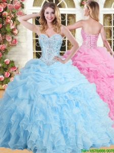 Inexpensive Applique and Ruffled Sweet 16 Dress in Baby Blue