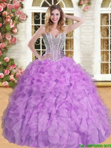 Discount Beaded and Ruffled Quinceanera Dress in Lilac for Spring
