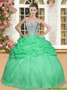 Elegant Spring Green Quinceanera Dress with Beading and Ruffles for Spring