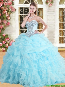 Perfect Applique and Ruffled Quinceanera Dress in Baby Blue