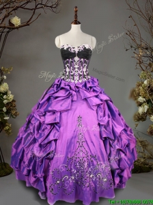 Exclusive Big Puffy Beading and Pick Ups Quinceanera Dress in Taffeta