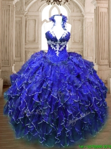 Hot Sale Applique and Ruffled Quinceanera Dress in Royal Blue