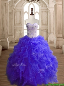 Most Popular Beaded Bodice and Ruffled Quinceanera Dress with Puffy Skirt