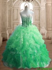 Inexpensive Beaded and Ruffled Quinceanera Dress in Gradient Color