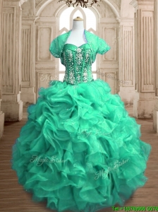Perfect Beaded and Ruffled Sweet 16 Dress in Spring Green