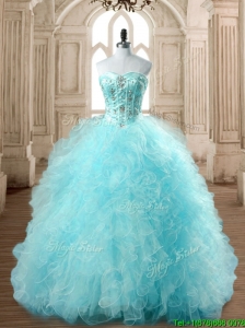 Best Selling Tulle Beading and Ruffles Quinceanera Dress in Baby Blue