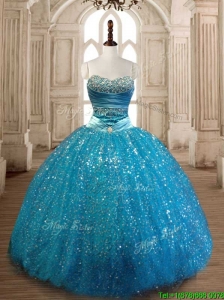 Elegant Beaded and Sequined Quinceanera Dress in Teal