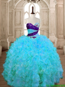 Unique Baby Blue Quinceanera Dress with Beading and Ruffles