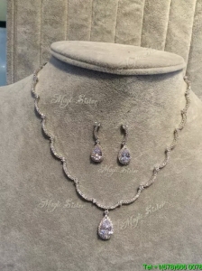 Latest Silver Jewelry Set with Rhinestone and Beading