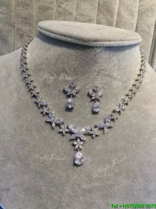 Modest Flower Shaped Rhinestone Jewelry Set for Ladies