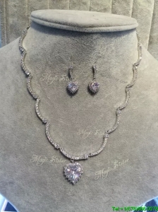 Romantic Silver Jewelry Set with Rhinestone and Beading