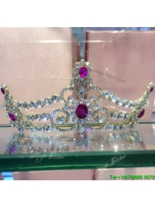 Luxurious Tiara with Fuchsia Rhinestones for Ladies