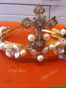 Latest Tiara with Rhinestone and Imitation Pearls