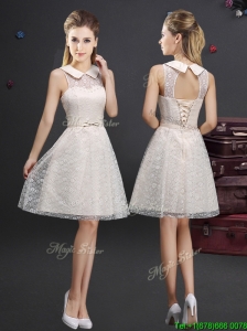 Classical See Through Turndown Applique Prom Dress in Lace