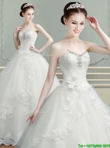 2016 Discount Tulle Beaded Top Wedding Dress with Appliques
