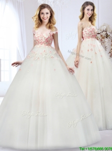 2016 Lovely Applique Wedding Dress with Detachable Straps